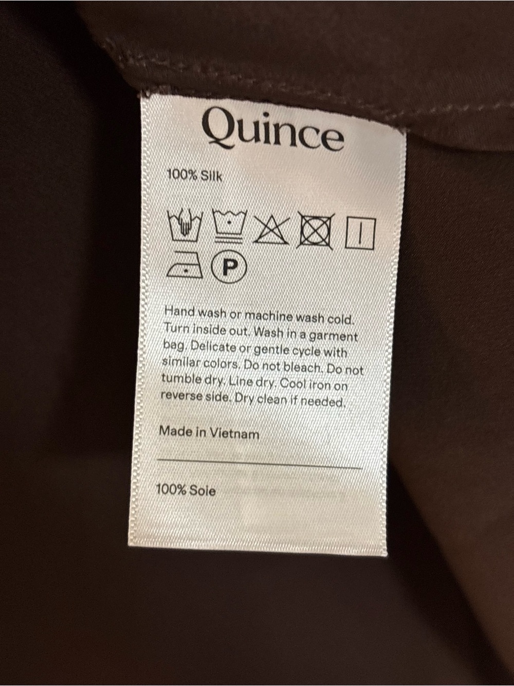 Quince 100% Mulberry Silk Bias Cut Slip Skirt Chocolate Brown L Satin A-Line - Picture 7 of 11